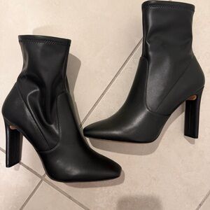 Aldo Sleek Black Heeled Boots NWT